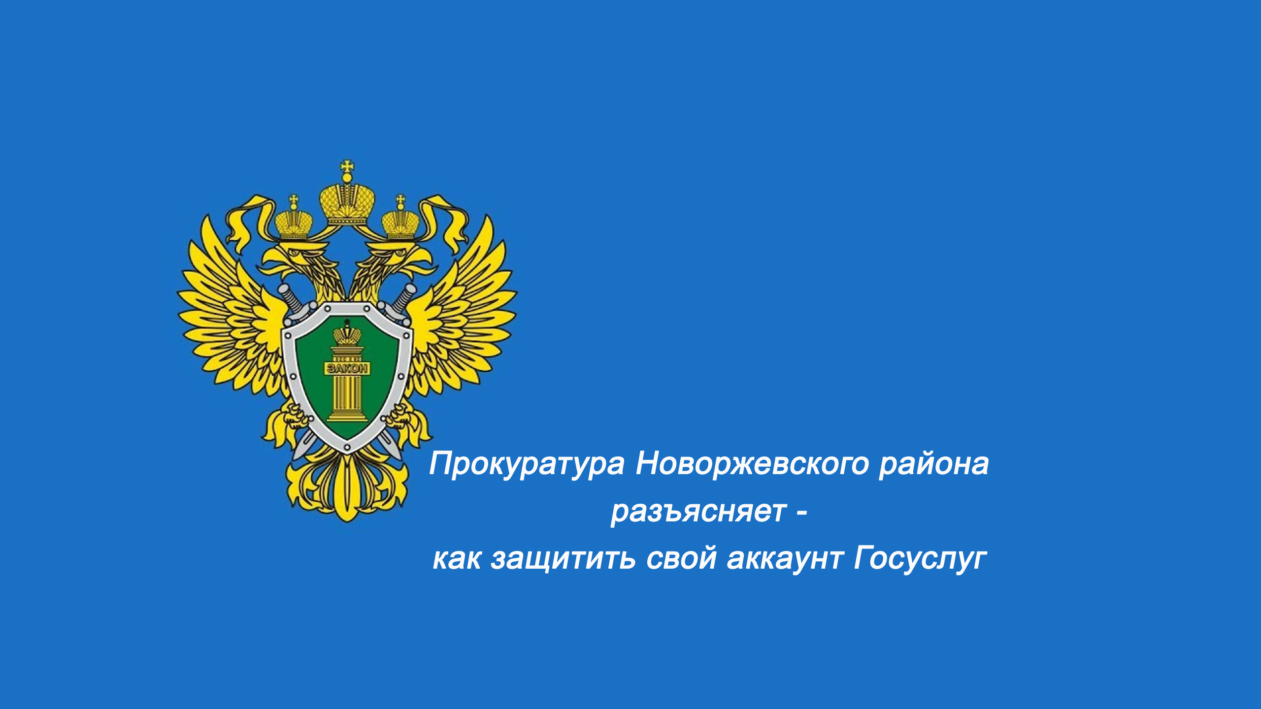 Прокуратура Новоржевского района Псковской области разъясняет  о цифровом профиле гражданина, способах защиты аккаунта «Госуслуг».